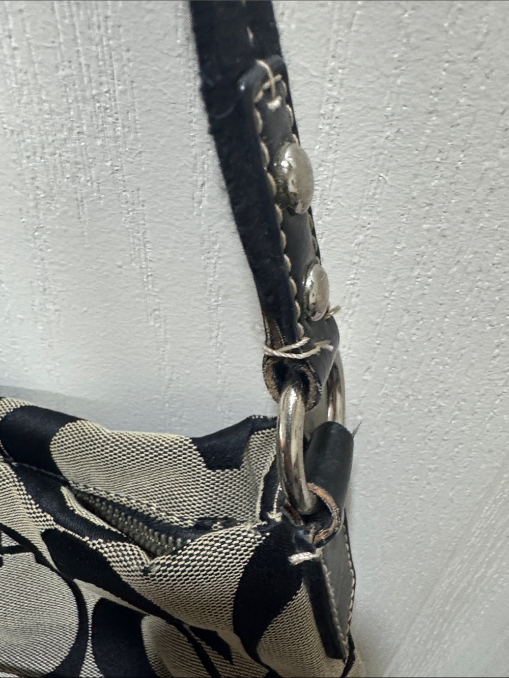 Coach Signature C Canvas Crossbody Bag Black Khaki Small Zip Purse - Picture 6 of 16